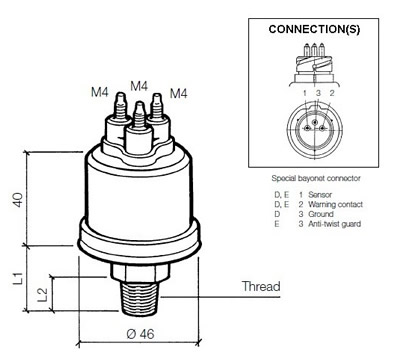 VDO Pressure sender 0-10 Bar - M12